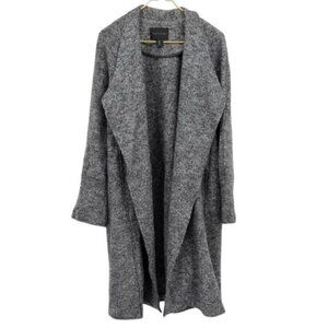 TAHARI Wool Blend Cardigan Coatigan L Duster Sweater Coat Lapels Quiet Luxury